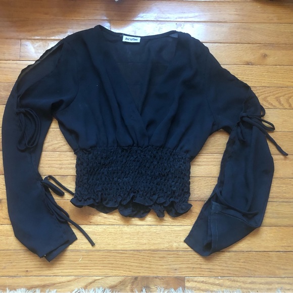 HALLOWEEN RAGE CLOTHING Women's Sexy Black Cold Shoulder LS Blouse Shirt Sz M - Picture 9 of 10